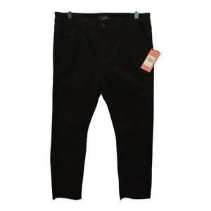 Jen 7 by 7 For All Mankind Jeans Size 10 Black Petite Slim Straight Raw Hem Goth